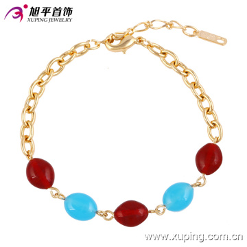 74289 Xuping tendência de plástico colorido bead banhado a ouro pulseira com liga de cobre
